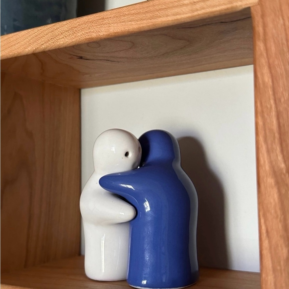 Blue and White Hugging Salt and Pepper Shakers